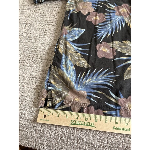 Cactus Black Label Hawaiian Shirt Men’s Med Black Blue Floral Tropical Button Up - Picture 6 of 13